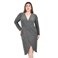 Vestido de Fiesta Roman Fashion Plateado con Brillos para Mujer