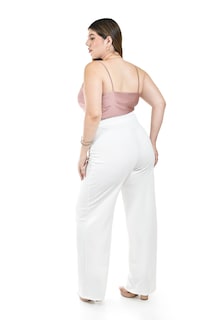 Foto 3 | Foto 3 | Pantalon Tipo Palazzo Con Cinto Roman Fashion /tallas Extras 6094 (blanco) Blanco