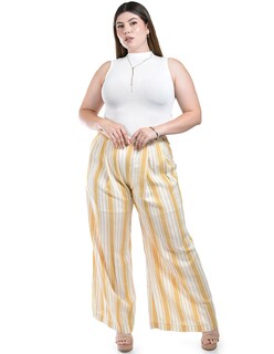 Foto 4 | Foto 4 | Pantalón Palazzo a Rayas Roman Fashion Amarillo para Mujer