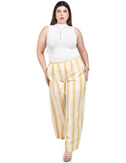 Foto 5 | Foto 5 | Pantalón Palazzo a Rayas Roman Fashion Amarillo para Mujer