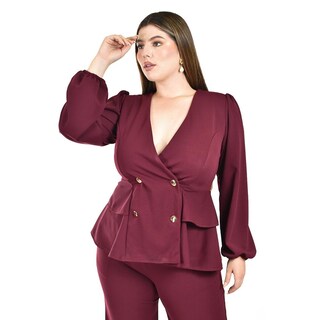 Foto 4 | Foto 4 | Conjunto Sastre con Botones Roman Fashion Vino para Mujer