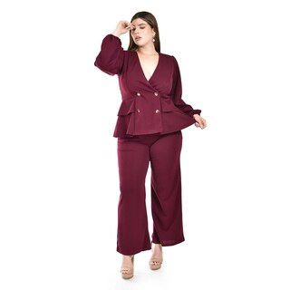 Foto 6 | Foto 6 | Conjunto Sastre con Botones Roman Fashion Vino para Mujer