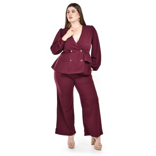 Foto 1 | Foto 1 | Conjunto Sastre con Botones Roman Fashion Vino para Mujer