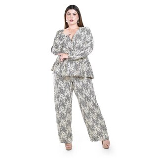 Foto 1 | Foto 1 | Conjunto Estampado Roman Fashion /curvy 4348 (hueso-negro) Beige