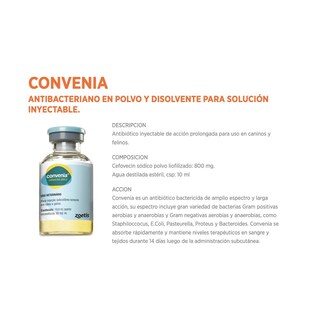 Foto 4 | Foto 4 | Convenia 1 X 4 Ml Frasco Con 4 Ml Linea Bacteriana Laboratorio Zoetis