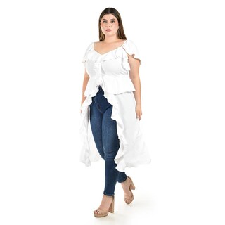 Foto 2 | Foto 2 | Blusa Larga Con Volantes Roman Fashion/ Tallas Extras 4370 (blanco) Blanco