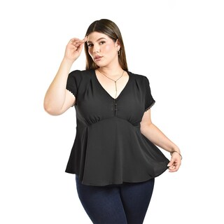 Foto 1 | Foto 1 | Blusa Manga con Detalle Roman Fashion Negra para Mujer