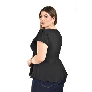 Foto 3 | Foto 3 | Blusa Manga con Detalle Roman Fashion Negra para Mujer