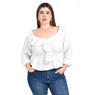 Foto 1 | Foto 1 | Blusa con Volantes Roman Fashion Blanca para Mujer