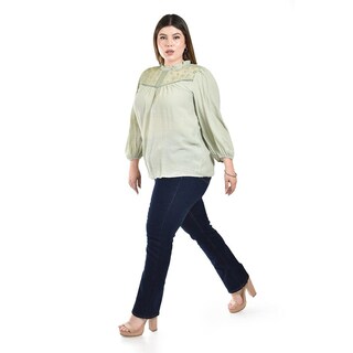 Foto 2 | Foto 2 | Blusa con Detalles Bordados Roman Fashion Verde para Mujer