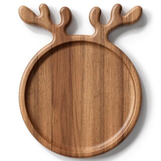 Foto 1 | Foto 1 | Plato Para Servir De Madera De Acacia De Dofira 25 Cm Redondo Con Asta De Ciervo - Venta Internacional.