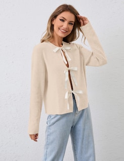 Foto 6 | Foto 6 | Jersey Tipo Cárdigan Msbesyor Con Pajarita Abierta En La Parte Delantera Para Mujer - Venta Internacional.
