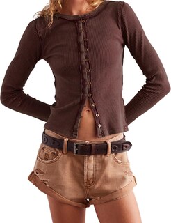 Foto 1 | Foto 1 | Jersey Tipo Cárdigan Meiyi Station Para Mujer Corte Ajustado Algodón Acanalado - Venta Internacional.