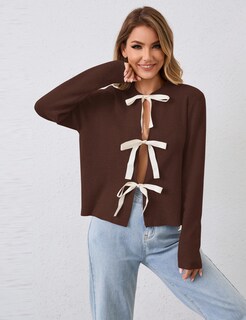 Foto 5 | Foto 5 | Jersey Tipo Cárdigan Msbesyor Con Pajarita Abierta En La Parte Delantera Para Mujer - Venta Internacional.