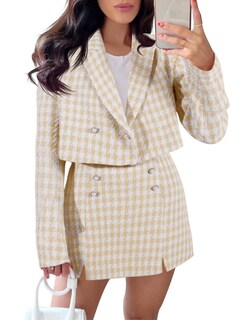 Foto 1 | Foto 1 | Conjunto De Chaqueta Y Falda De Tweed De 2 Piezas Cicy Bell Para Mujer - Venta Internacional.