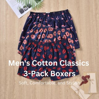 Foto 5 | Foto 5 | Pack De 3 Calzoncillos Tipo Bóxer Cinvik Holgados Y Divertidos Estampados De Labios - Venta Internacional.