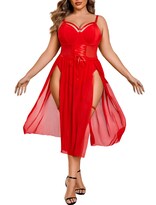 Lencería Avidlove Babydoll  Ropa De Dormir Con Encaje Y Malla  Color Rojo - Venta Internacional.