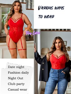Foto 2 | Foto 2 | Lencería Avidlove Babydoll Ropa De Dormir Con Encaje Y Malla Color Rojo - Venta Internacional.