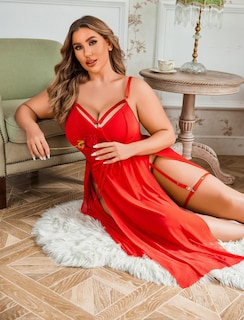 Foto 3 | Foto 3 | Lencería Avidlove Babydoll Ropa De Dormir Con Encaje Y Malla Color Rojo - Venta Internacional.