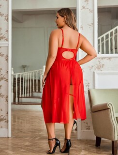 Foto 4 | Foto 4 | Lencería Avidlove Babydoll Ropa De Dormir Con Encaje Y Malla Color Rojo - Venta Internacional.