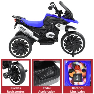 Foto 4 | Foto 4 | Moto Montable Eléctrica Para Niños Triciclo Híbrido Con Luces Y Sonido Recargable 6v Soporta Hasta 30 Kg - Azul