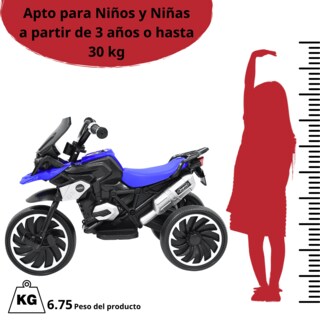 Foto 6 | Foto 6 | Moto Montable Eléctrica Para Niños Triciclo Híbrido Con Luces Y Sonido Recargable 6v Soporta Hasta 30 Kg - Azul