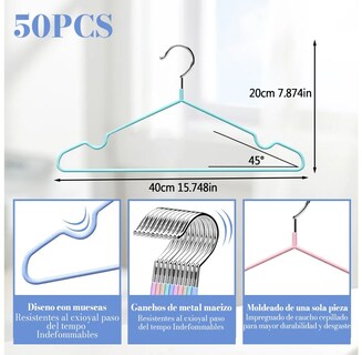 Foto 2 | Foto 2 | ''20 Ganchos Para Ropa Perchas De Acero Inoxidable Colorido ''