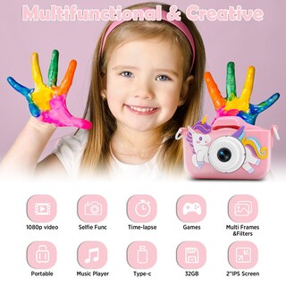 Foto 2 | Foto 2 | Cámara Digital Multifuncional Para Niños Con Tarjeta De 32 Gb Color Rosa - Venta Internacional.