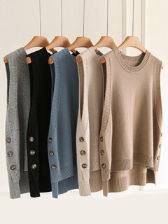 Foto 6 | Foto 6 | Chaleco Sin Mangas Wowcarbazole De Punto Acanalado Casual Para Mujer - Venta Internacional.
