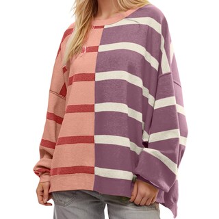 Foto 1 | Foto 1 | Suéter Summerat Para Mujer Holgado Estampado De Rayas De Color Rosa - Venta Internacional.