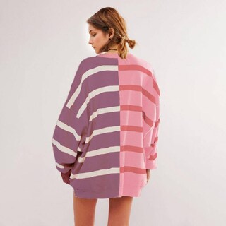 Foto 2 | Foto 2 | Suéter Summerat Para Mujer Holgado Estampado De Rayas De Color Rosa - Venta Internacional.