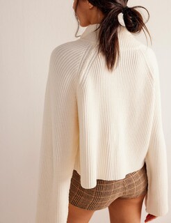 Foto 6 | Foto 6 | Jersey Tbetne De Punto Con Media Cremallera Y Cuello En V Para Mujer Color Crema - Venta Internacional.