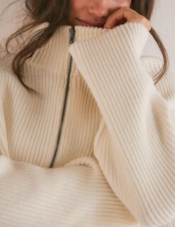 Foto 5 | Foto 5 | Jersey Tbetne De Punto Con Media Cremallera Para Mujer Color Crema Talla M - Venta Internacional.