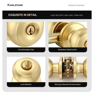 Foto 5 | Foto 5 | Pomo De Puerta Karlstone Gold Ball De Latón Satinado Para Mano Derecha Izquierda - Venta Internacional.