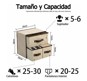 Foto 2 | Foto 2 | ''caja De Almacenamiento De Gran Ropa Interior Tela 3 Cajones Beige ''