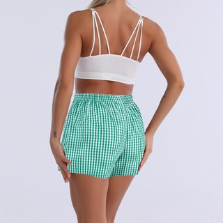 Foto 6 | Foto 6 | Pantalones Cortos De Pijama Cinvik Gingham Boxer Para Mujer Green Plaid Xl - Venta Internacional.