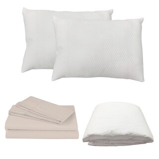 Foto 1 | Foto 1 | Protector Ultra Spring Air Queen Size + Sábanas Basic Crema + Almohada Frosty 2