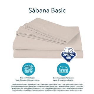 Foto 6 | Foto 6 | Protector Ultra Spring Air Queen Size + Sábanas Basic Crema + Almohada Frosty 2