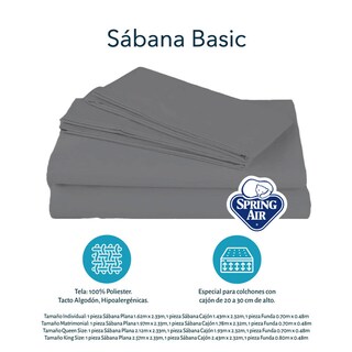 Foto 8 | Foto 8 | Protector Ultra Spring Air Queen Size + Sábanas Basic Gris