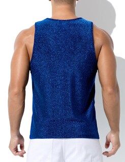 Foto 3 | Foto 3 | Camiseta Sin Mangas Arjen Kroos Con Lentejuelas Para Hombre Color Dorado Con Purpurina Azul Talla L - Venta Internacional.