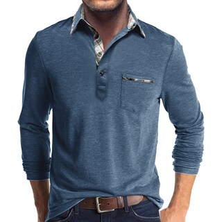 Foto 1 | Foto 1 | Polo Aulemen De Manga Larga Con Bolsillo Para Hombre Color Azul - Venta Internacional.