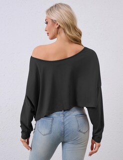 Foto 3 | Foto 3 | Top Missactiver De Manga Larga Con Hombros Descubiertos Para Mujer Negra - Venta Internacional.