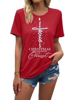 Foto 3 | Foto 3 | Camiseta Euow Christmas Santa Graphic Para Mujer - Venta Internacional.