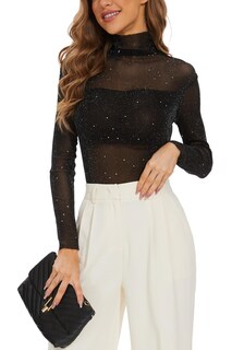 Foto 1 | Foto 1 | Camiseta Kiczoy De Manga Larga Con Malla Transparente Brillante Para Mujer - Venta Internacional.