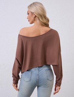 Foto 3 | Foto 3 | Top Missactiver Marrón De Manga Larga Con Hombros Descubiertos Para Mujer - Venta Internacional.