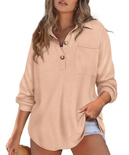 Foto 1 | Foto 1 | Top Carcos Tejido Gofrado De Talla Grande Henley Beige Para Mujer 5xl - Venta Internacional.