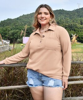Foto 3 | Foto 3 | Top Carcos Tejido Gofrado De Talla Grande Henley Beige Para Mujer 5xl - Venta Internacional.
