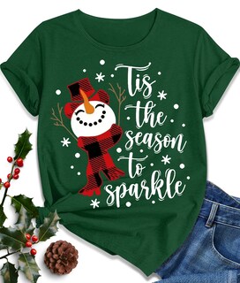 Foto 1 | Foto 1 | Camiseta Euow Christmas Santa Graphic Para Mujer Talla L - Venta Internacional.