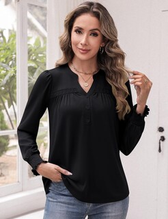Foto 3 | Foto 3 | Top Blingfit De Manga Larga De Otoño Con Cuello En V Para Mujer Color Negro S - Venta Internacional.