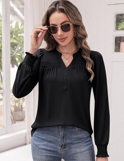 Foto 5 | Foto 5 | Blusa Blingfit De Otoño De Manga Larga Con Cuello En V Para Mujer Negra - Venta Internacional.